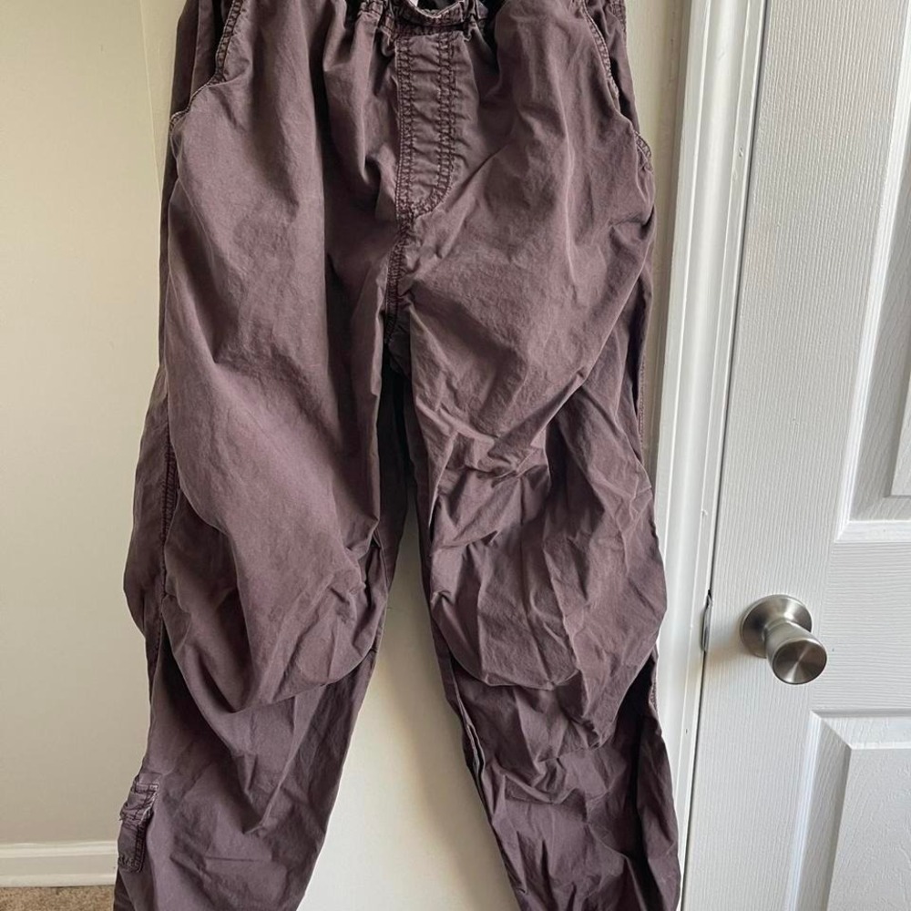 Garage Women's Plum Purple Parachute Cargo Pants Toggle Waist Joggers Size S
